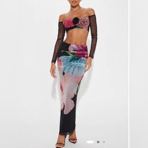 Floral Mesh Two-Piece Set